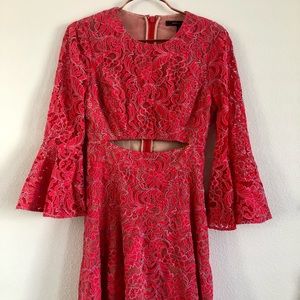 NWOT bcbg maxazria red lace cutout dress size 2